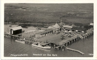 Burgenland: Gruß von Neusiedl am See 1935 Fliegeraufnahme Steg Schiffe usw...