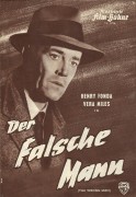 3796: Der falsche Mann ( Alfred Hitchcock ) Henry Fonda, Vera Miles, Anthony Quayle, Harold J. Stone, Charles Cooper, John Heldabrand, Esther Minciotti, Doreen Lang, Laurinda Barrett, Norma Connoly